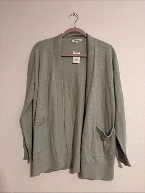 Madewell Matcha Open Front Cotton Blend Cardigan